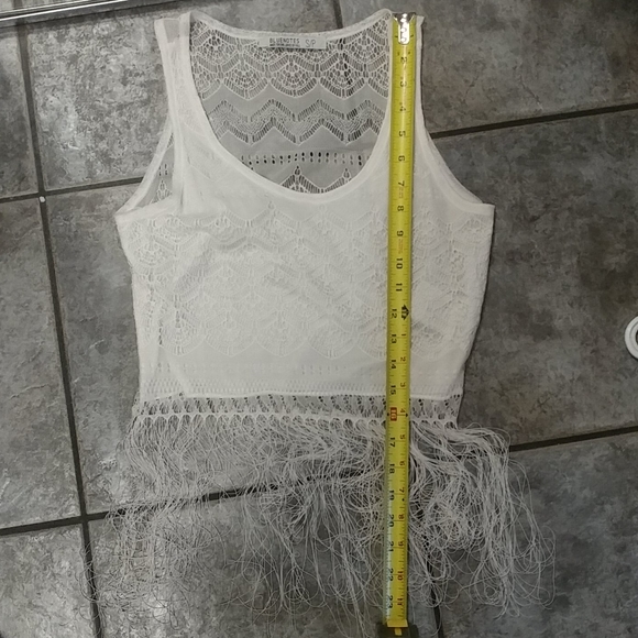 (2/$20) Cream white lace crop top with tassels - Picture 2 of 5